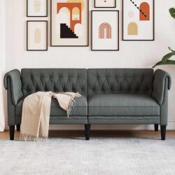 vidaXL Canapea Chesterfield cu 2 locuri, gri închis, material textil GartenMobel Dekor (372548) Canapea