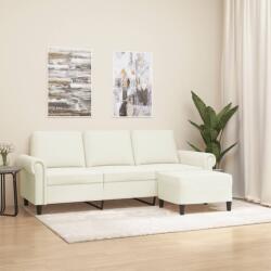vidaXL Canapea cu 3 locuri si taburet, crem, 180 cm, catifea GartenMobel Dekor (3201223) Canapea