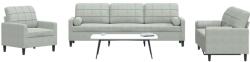 vidaXL Set de canapele cu perne, 3 piese, gri deschis, catifea GartenMobel Dekor (3278451) Canapea