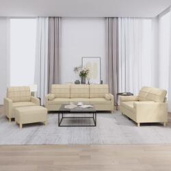 vidaXL Set de canapele cu perne, 4 piese, crem, microfibra GartenMobel Dekor (3201268) Canapea