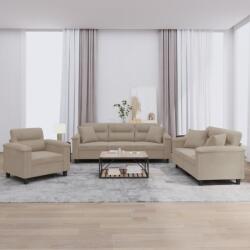vidaXL Set de canapele cu perne, 3 piese, gri taupe, microfibra GartenMobel Dekor (3202302) Canapea
