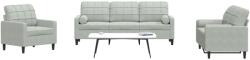 vidaXL Set de canapele cu perne, 3 piese, gri deschis, catifea GartenMobel Dekor (3278371) Canapea