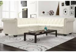 vidaXL Canapea coltar Chesterfield cu 5 locuri, piele ecologica, alb GartenMobel Dekor (243613) Canapea