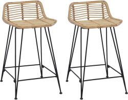 vidaXL Scaun de bar 2 pcs natural 44 x 45 x 76 cm Rattan si otel GartenMobel Dekor (42033202)