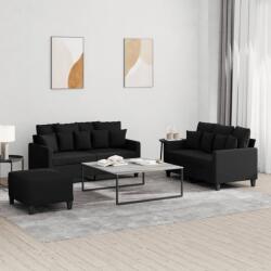 vidaXL Set de canapele cu perne, 3 piese, negru, textil GartenMobel Dekor (3201660) Canapea