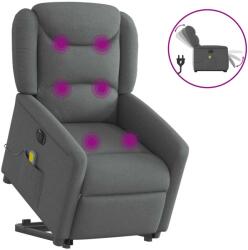 vidaXL Fotoliu electric masaj rabatabil cu ridicare, gri închis textil GartenMobel Dekor (3303225)