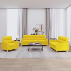 vidaXL Set de canapele cu perne, 3 piese, galben deschis, textil GartenMobel Dekor (3201541) Canapea