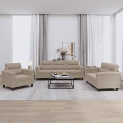 vidaXL Set de canapele cu perne, 3 piese, gri taupe, microfibra GartenMobel Dekor (3202290) Canapea