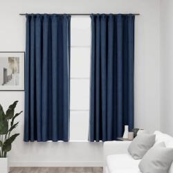 vidaXL Draperii opace aspect in, cu carlige 2 buc. albastru 140x175 cm GartenMobel Dekor (321180)
