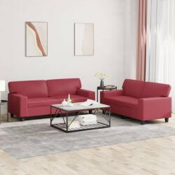 vidaXL Set de canapele, 2 piese, rosu vin, piele ecologica GartenMobel Dekor (3201917) Canapea
