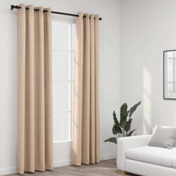 vidaXL Draperii opace aspect in, cu ocheti, 2 buc. , bej, 140 x 225 cm GartenMobel Dekor (321209)