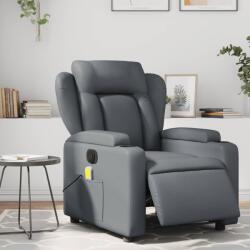 vidaXL Fotoliu de masaj electric rabatabil, gri, piele ecologica GartenMobel Dekor (3204540)