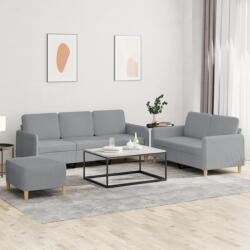 vidaXL Set de canapele cu perne, 3 piese, gri deschis, textil GartenMobel Dekor (3202126) Canapea