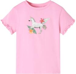 vidaXL Tricou pentru copii cu maneci scurte, roz aprins 116 GartenMobel Dekor (10681)