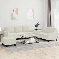 vidaXL Set de canapele cu perne, 3 piese, crem, catifea GartenMobel Dekor (3201534) Canapea