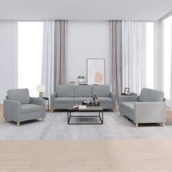 vidaXL Set de canapele cu perne, 3 piese, gri deschis, textil GartenMobel Dekor (3202054) Canapea
