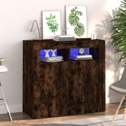 vidaXL Servanta cu lumini LED, stejar fumuriu, 80x35x75 cm GartenMobel Dekor (815729) Comoda
