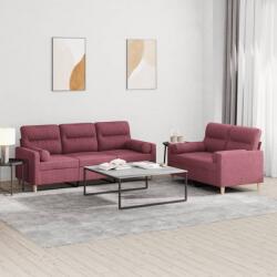vidaXL Set canapea cu perne, 2 piese, rosu vin, material textil GartenMobel Dekor (3201622) Canapea