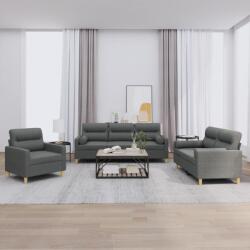 vidaXL Set de canapele cu perne, 3 piese, gri închis, textil GartenMobel Dekor (3201553) Canapea