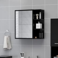 vidaXL Dulap de baie cu oglinda, negru, 62, 5 x 20, 5 x 64 cm, PAL GartenMobel Dekor (803309)