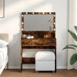 vidaXL Masa de toaleta cu LED, stejar fumuriu, 80x41x134, 5 cm GartenMobel Dekor (848189)