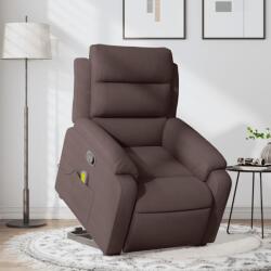 vidaXL Fotoliu rabatabil de masaj, cu ridicare, maro închis, textil GartenMobel Dekor (3204997)