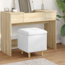 vidaXL Ottomana de depozitare Alb 40 x 40 x 45 cm Piele artificiala GartenMobel Dekor (876817)