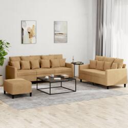 vidaXL Set de canapele cu perne, 3 piese, maro, catifea GartenMobel Dekor (3201737) Canapea