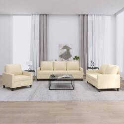 vidaXL Set de canapele cu perne, 3 piese, crem, textil GartenMobel Dekor (3201430) Canapea