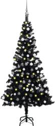 vidaXL Brad Craciun pre-iluminat cu set globuri, negru, 150 cm, PVC GartenMobel Dekor (3077675)