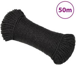 vidaXL Franghie de lucru, negru, 8 mm, 50 m, polipropilena GartenMobel Dekor (153007)