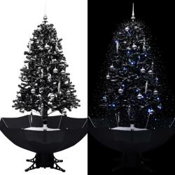 vidaXL Brad de Craciun cu ninsoare si baza umbrela, negru, 170 cm, PVC GartenMobel Dekor (289933)