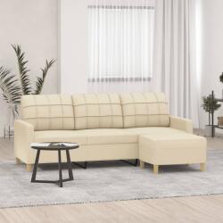 vidaXL Canapea cu 3 locuri cu taburet, crem, 180 cm, material textil GartenMobel Dekor (3201003) Canapea