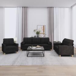 vidaXL Set de canapele cu perne, 3 piese, negru, textil GartenMobel Dekor (3201262) Canapea