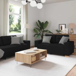 vidaXL Canapea 3 pcs Negru 221 x 80 x 80 cm Material textil din in GartenMobel Dekor (3324630) Canapea