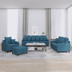 vidaXL Set de canapele cu perne, 4 piese, albastru, catifea GartenMobel Dekor (3201699) Canapea