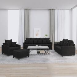 vidaXL Set de canapele cu perne, 4 piese, negru, catifea GartenMobel Dekor (3201695) Canapea