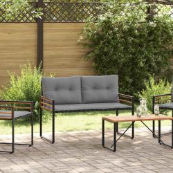vidaXL Banca cu strat din lemn cu perna Gri deschis 114 x 55 x 77 cm GartenMobel Dekor (42026938)