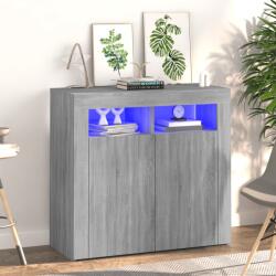 vidaXL Servanta cu lumini LED, gri sonoma, 80x35x75 cm GartenMobel Dekor (815730) Comoda