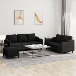 vidaXL Set de canapele cu perne, 3 piese, negru, textil GartenMobel Dekor (3201846) Canapea