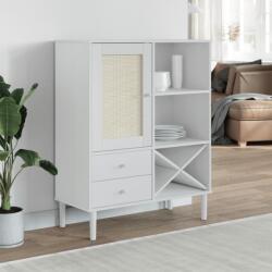 vidaXL Dulap înalt SENJA aspect ratan alb, 90x40x112cm, lemn masiv pin GartenMobel Dekor (358053) Comoda