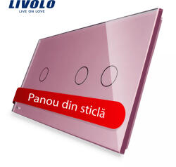 LIVOLO Panou intrerupator simplu+dublu cu touch Livolo din sticla SmartElectro IntelligentHouse (C7-C1/C2-17)