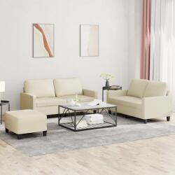 vidaXL Set de canapele cu perne, 3 piese, crem, piele ecologica GartenMobel Dekor (3201414) Canapea