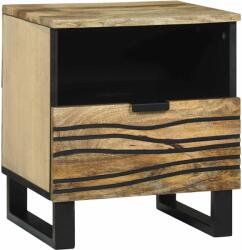 vidaXL Noptiera din lemn, natural-negru, cu 1 sertar, 40 x 33 x 46 cm (4017942)