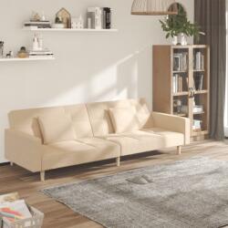 vidaXL Canapea extensibila cu 2 locuri, 2 perne, crem, textil GartenMobel Dekor (375802) Canapea