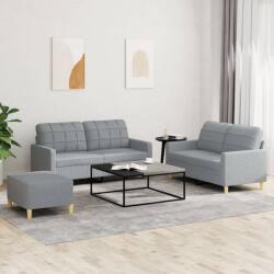 vidaXL Set de canapele cu perne, 3 piese, gri deschis, textil GartenMobel Dekor (3201282) Canapea