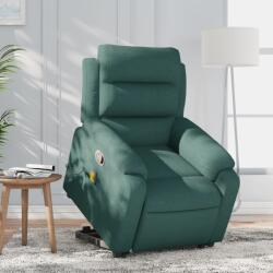 vidaXL Fotoliu rabatabil de masaj, cu ridicare, verde închis, textil GartenMobel Dekor (3204998)