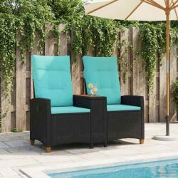 vidaXL Banca reclinabila cu masa Negru si Turcoaz 126 x 65 x 112 cm GartenMobel Dekor (42026818)