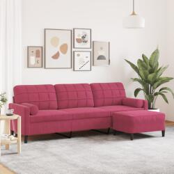 vidaXL Canapea cu 3 locuri si taburet, rosu vin, 210 cm, catifea GartenMobel Dekor (3278281) Canapea