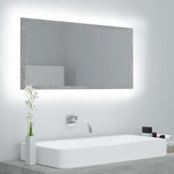 vidaXL Oglinda de baie cu LED, gri beton, 90x8, 5x37 cm, acril GartenMobel Dekor (804936)